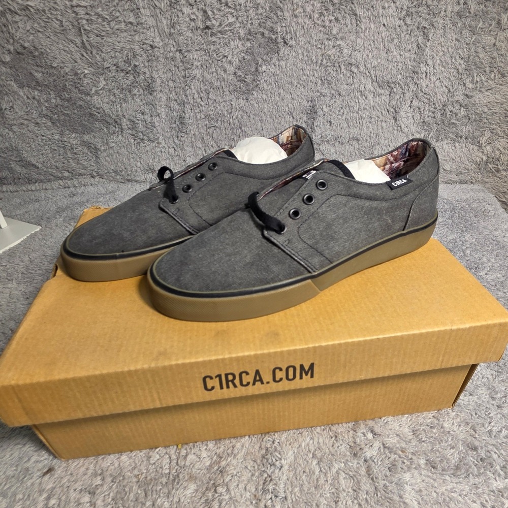 C1RCA Drifter‎ Skate Shoes Charcoal Black Canvas Gum Sole Mens 6 New